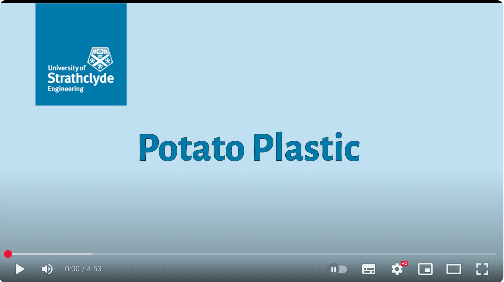 Potato Plastic hydrophobic demonstration video from University of Strathclyde Engineering
