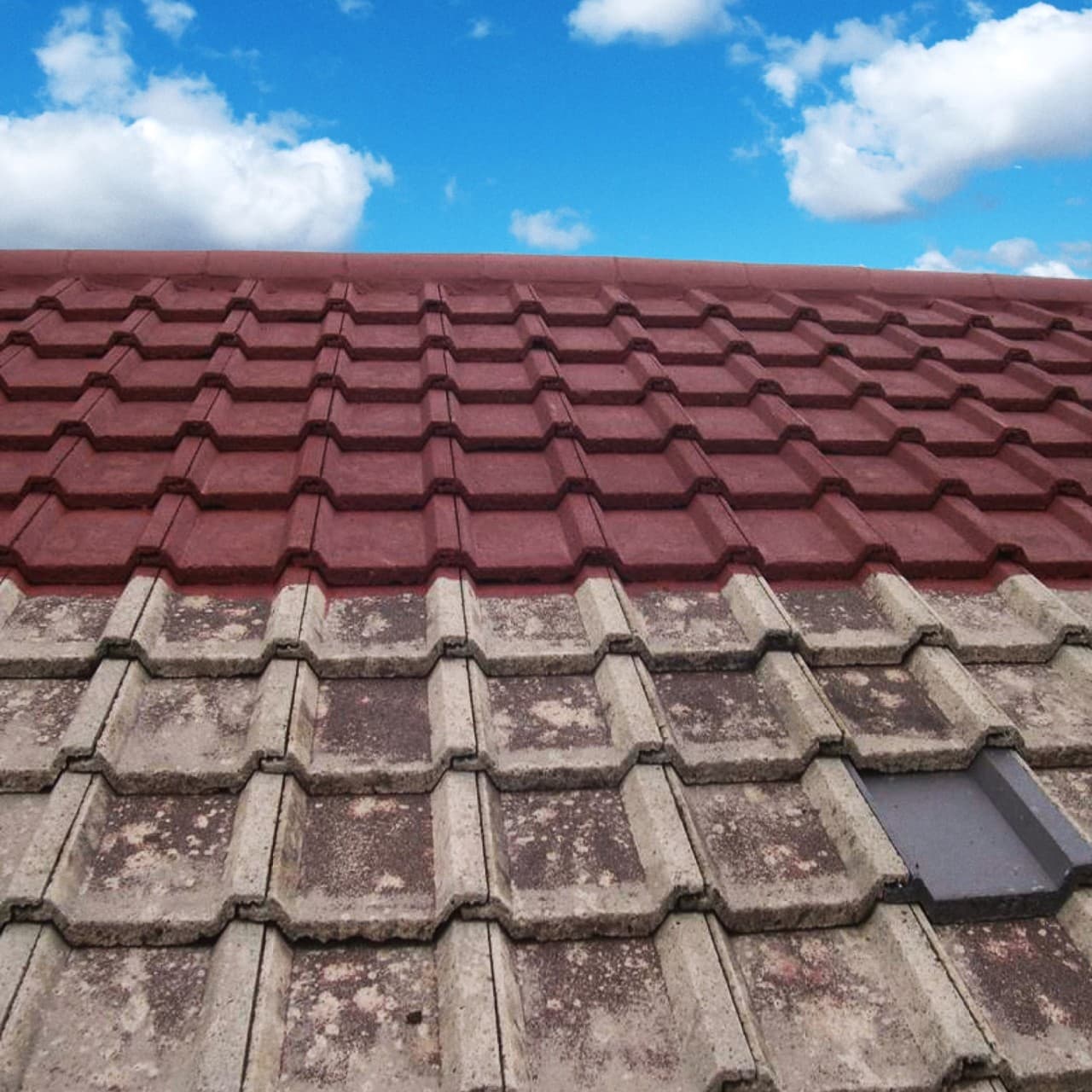 Roof tiles with water repellent coating showing professional ProPERLA application