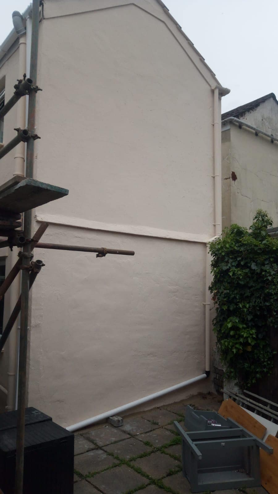 Before - stained render and gable wall, QES Exteriors